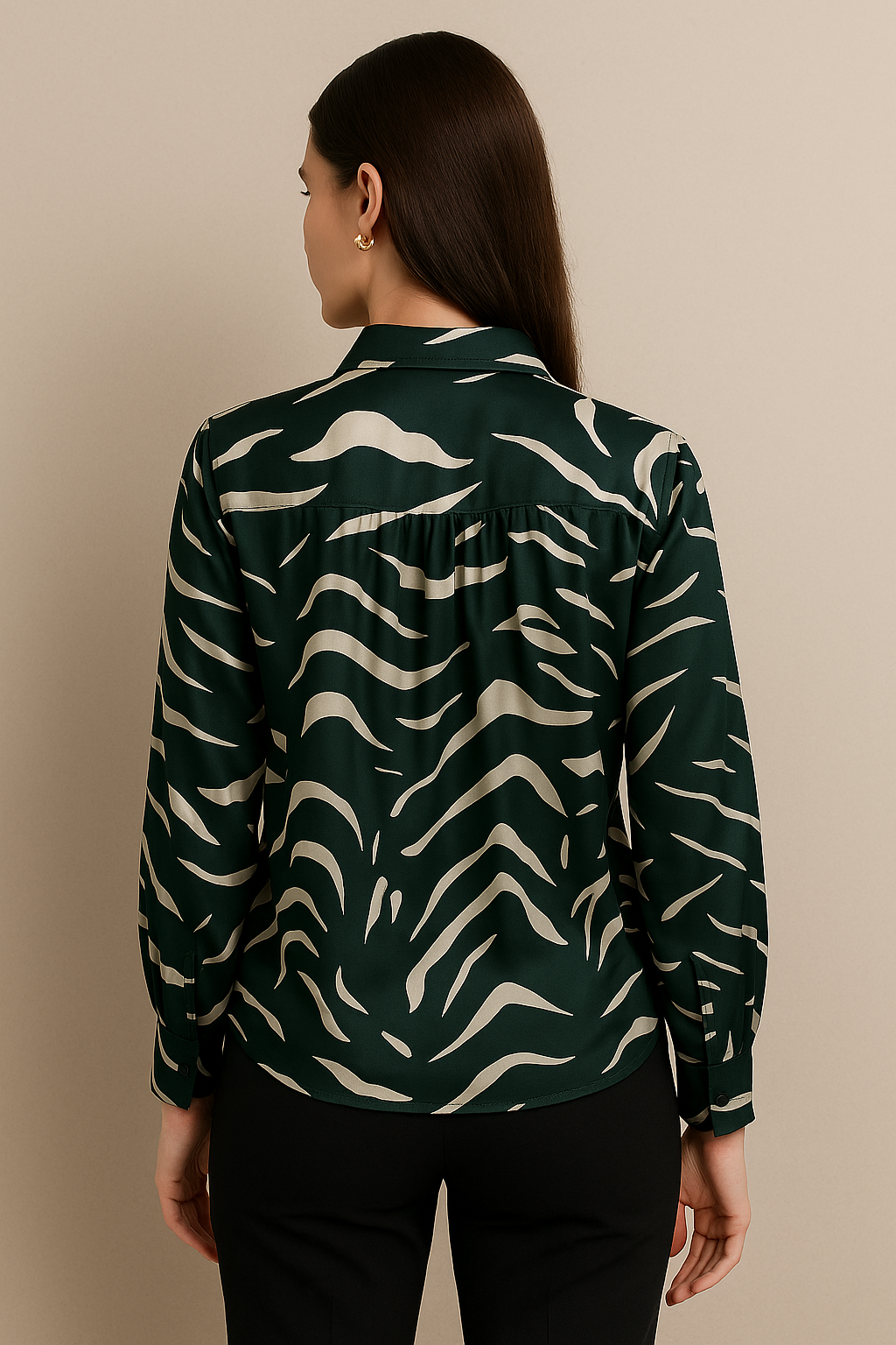 Abstract Pattern Button-Up Shirt with Long Sleeves
