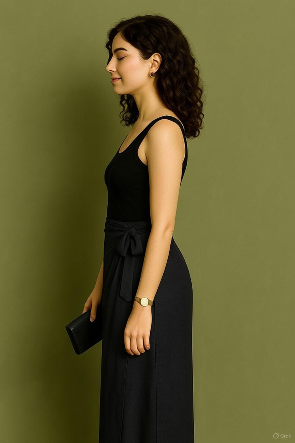 Wrap-Style Midi Skirt with Side Tie Detail