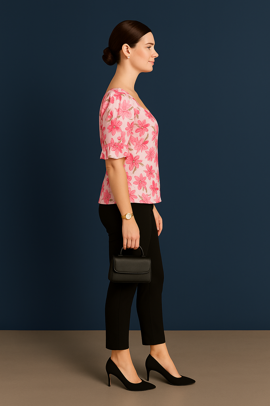 Floral Print Sweatheart Neck Top