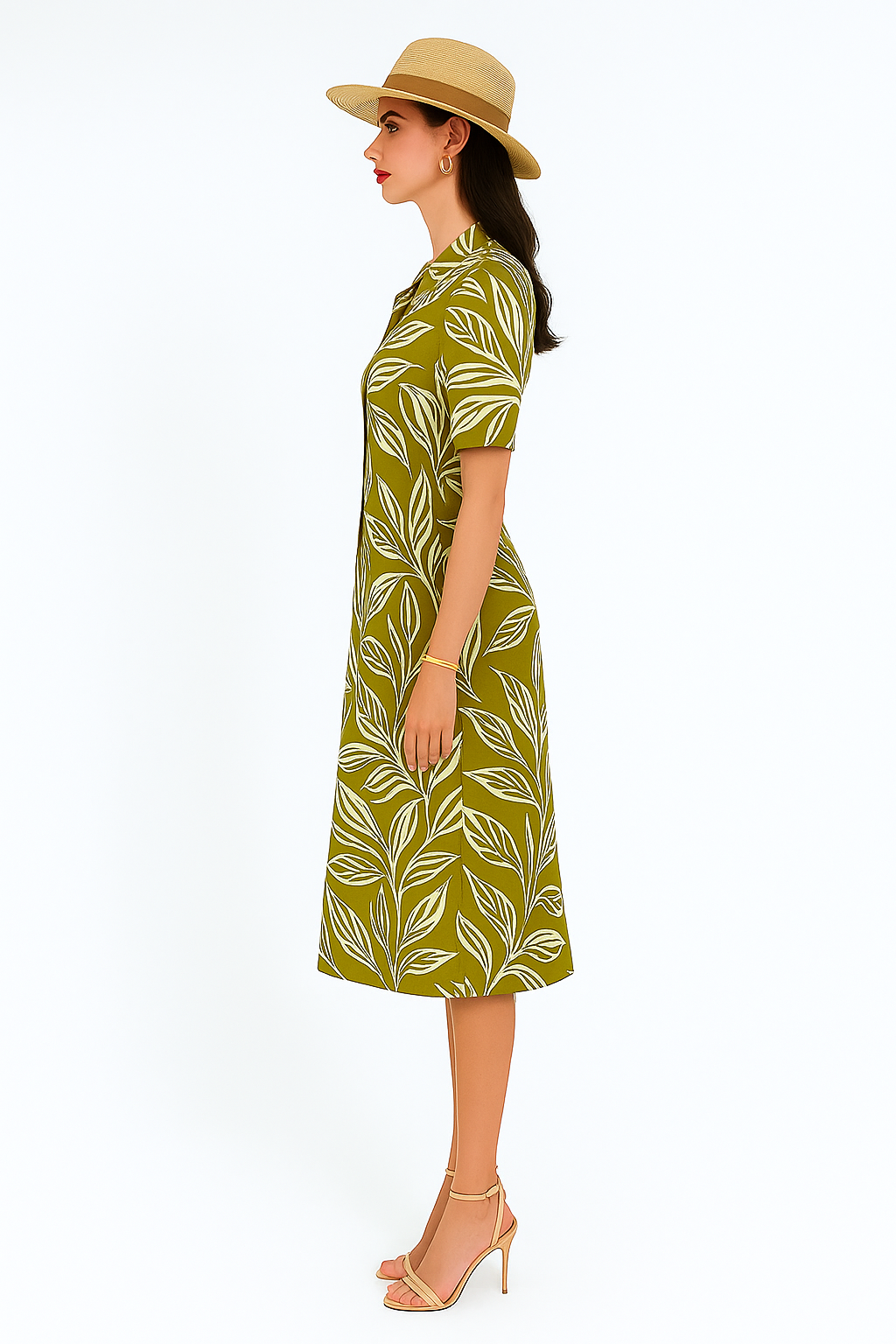 Tropical Green Floral Print Maxi Long Dress