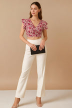 Floral Ruffle Crop Top