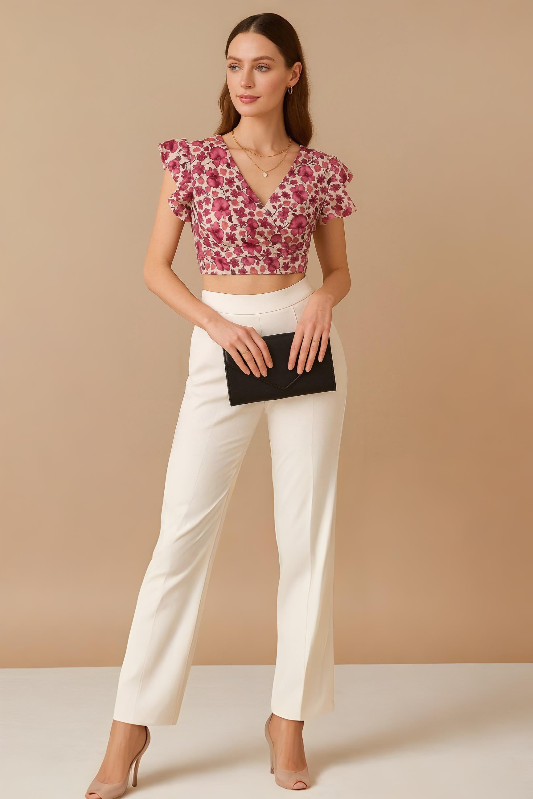 Floral Ruffle Crop Top