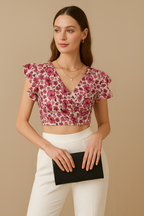 Floral Ruffle Crop Top