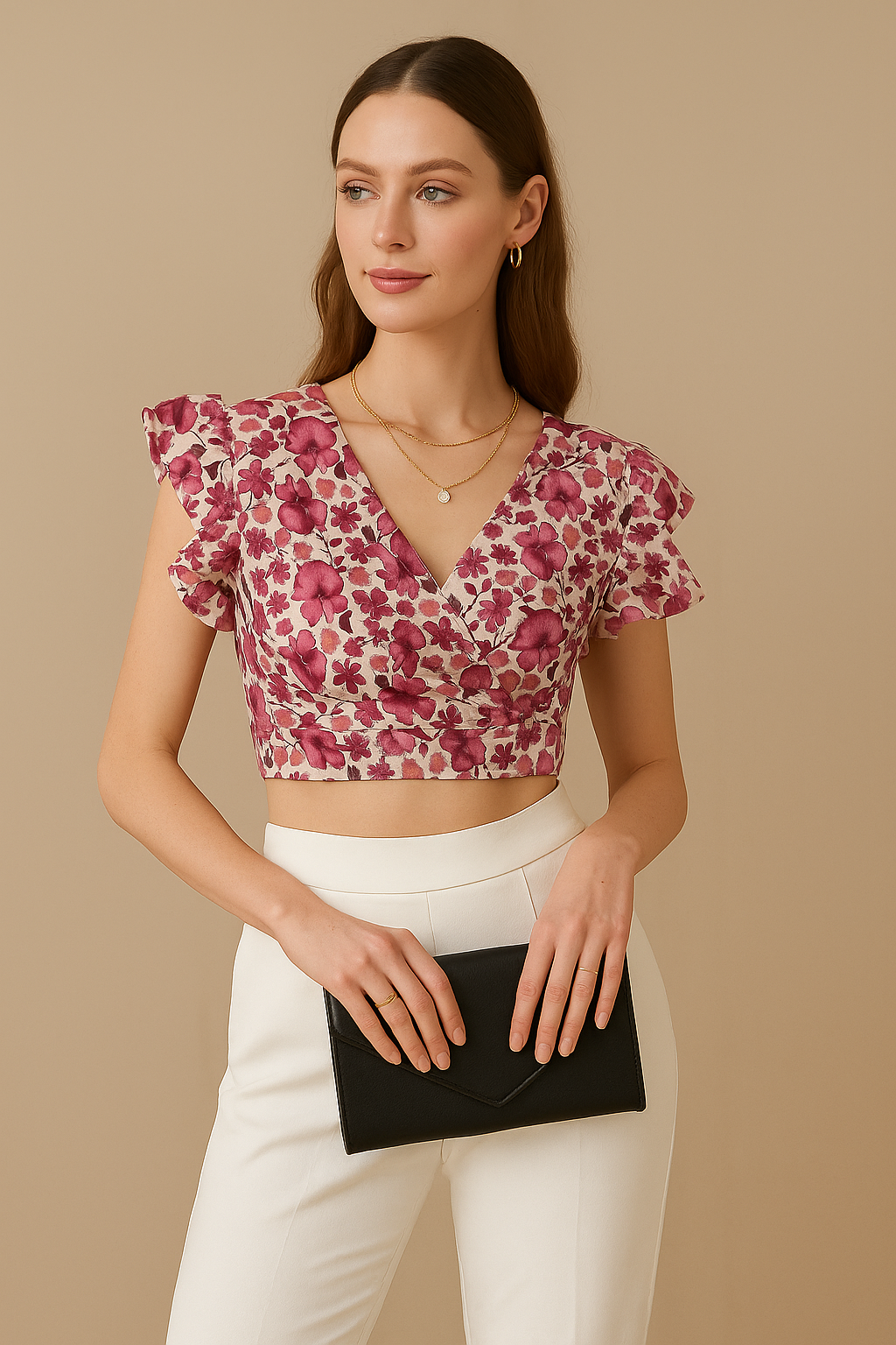 Floral Ruffle Crop Top