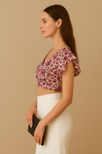 Floral Ruffle Crop Top