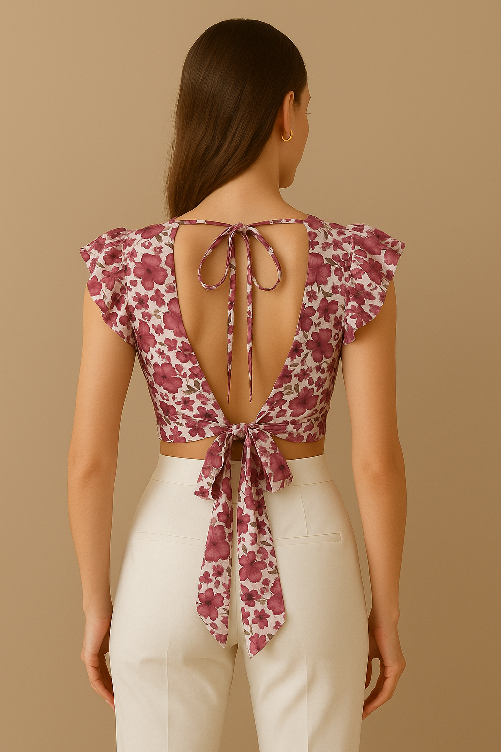Floral Ruffle Crop Top