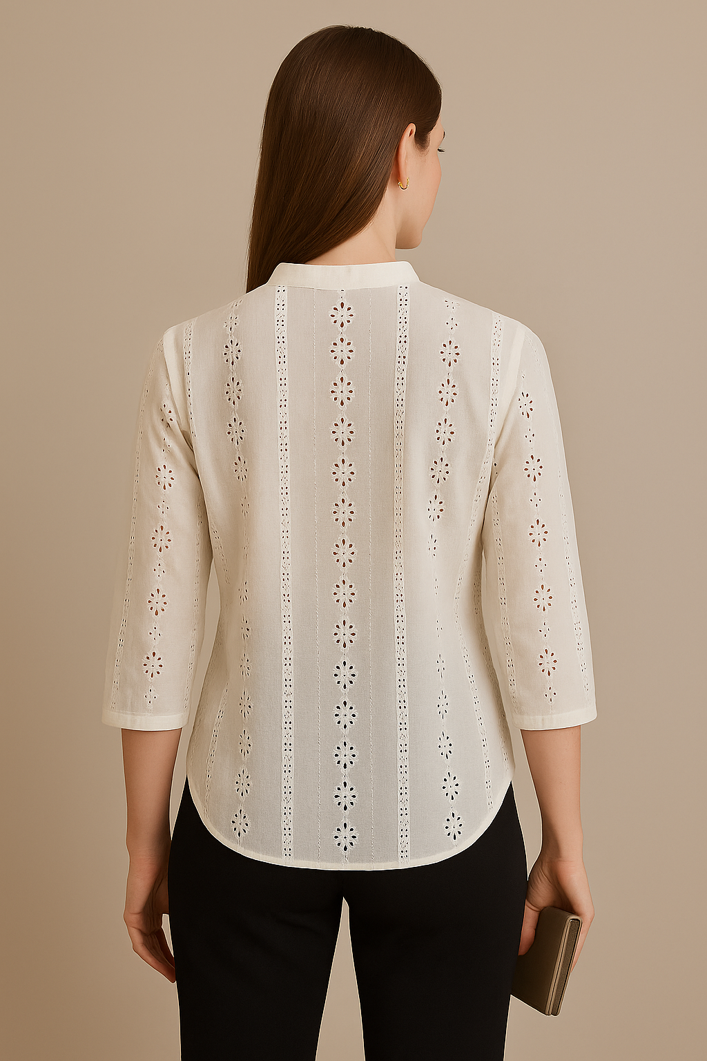 Golden Grace Flutter Sleeve Eyelet Shirt