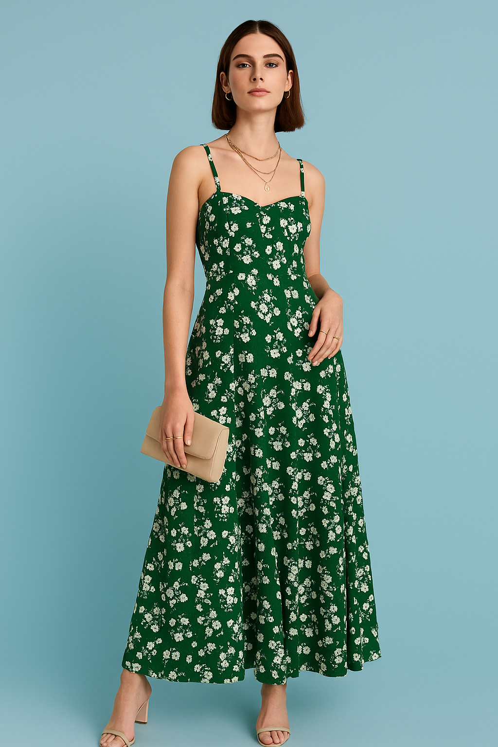 Timelessly Elegant Green Floral Maxi