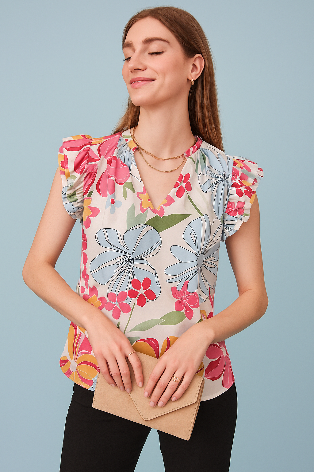 Blooming Elegance Ruffle Sleeve Top