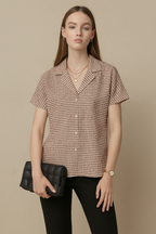 Houndstooth Cotton Short Sleeve Shirt