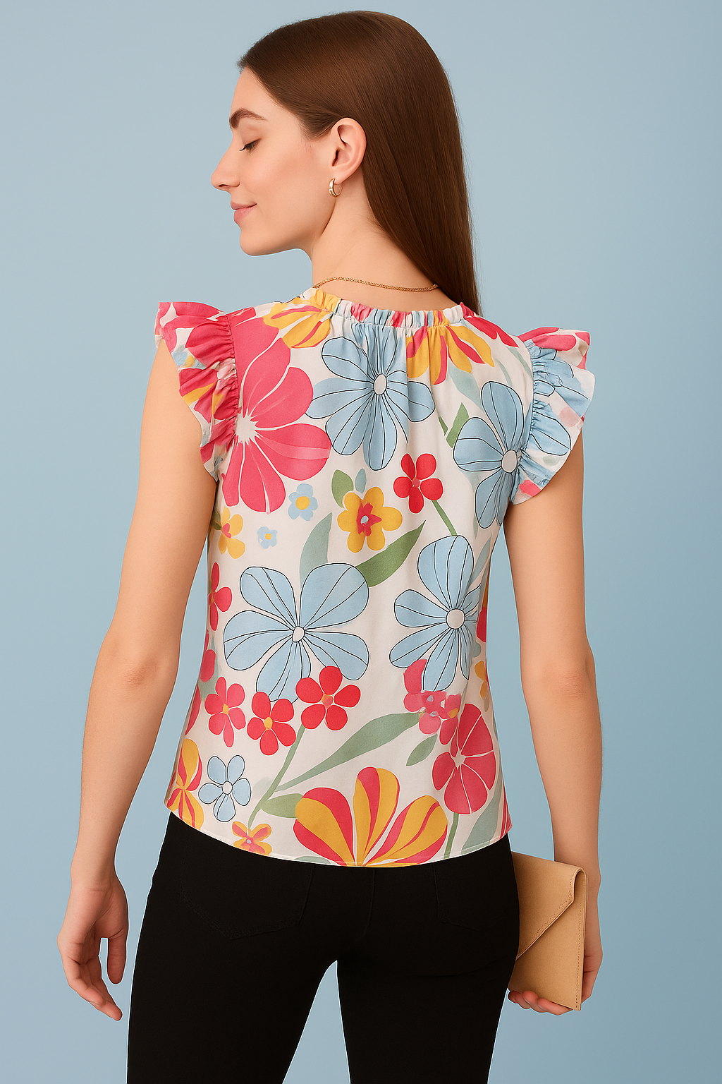 Blooming Elegance Ruffle Sleeve Top