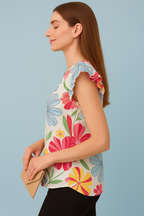Blooming Elegance Ruffle Sleeve Top