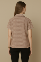 Houndstooth Cotton Short Sleeve Shirt