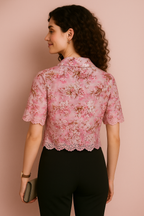 Rose Floral Lace Collar Top