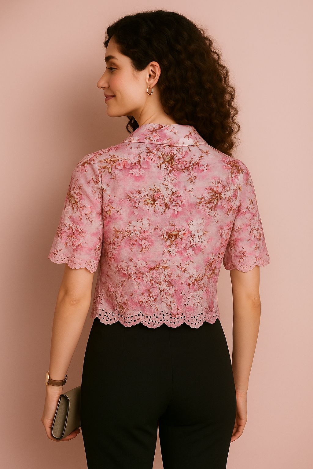 Rose Floral Lace Collar Top