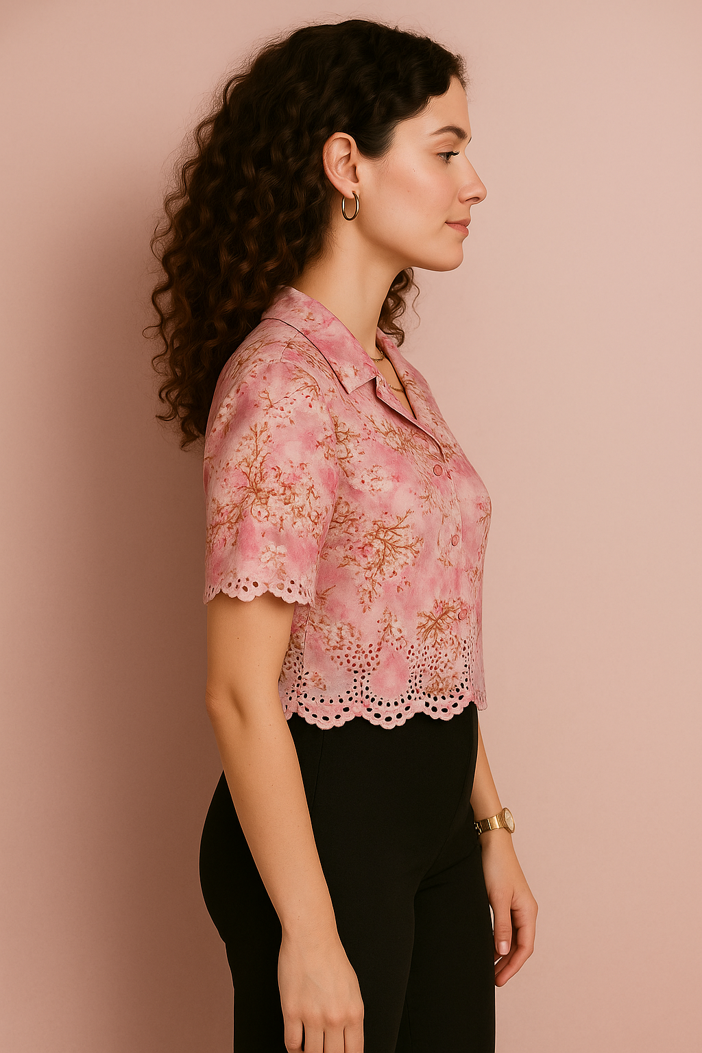 Rose Floral Lace Collar Top