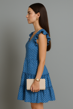Polka Dot Ruffle Sleeve Tiered Dress