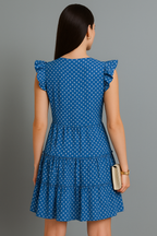 Polka Dot Ruffle Sleeve Tiered Dress