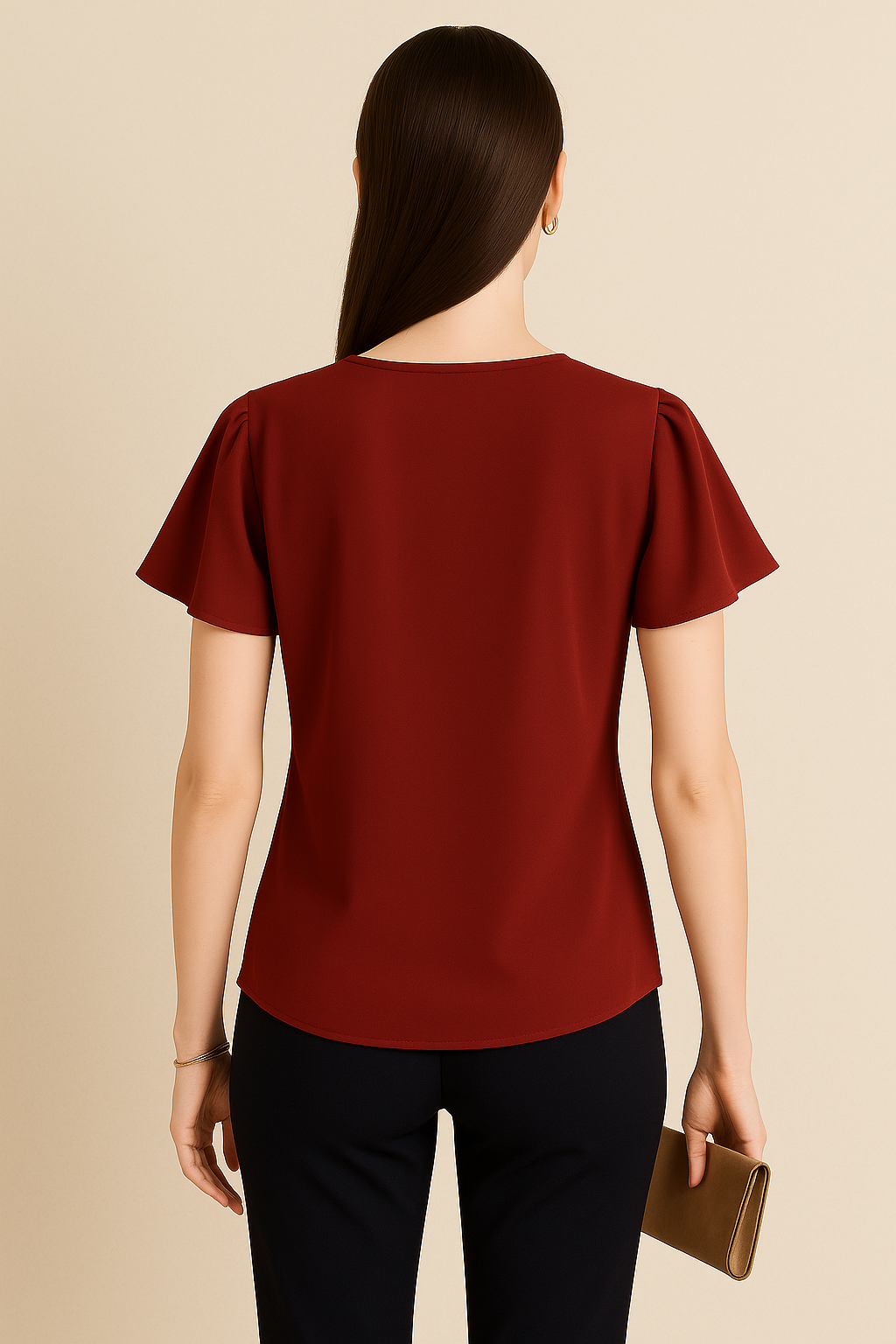 Elegant V-Neck Flutter Sleeve Top for Women
