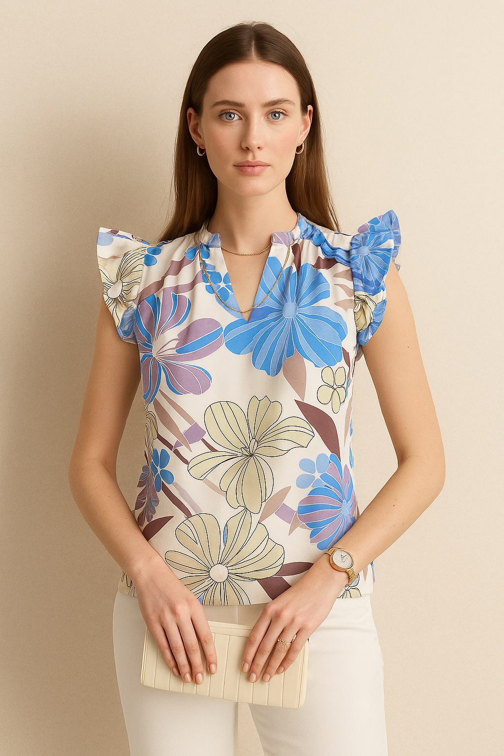 Blooming Elegance Ruffle Sleeve Top