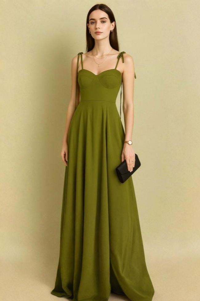 Tie-Shoulder Sweetheart Neck Maxi Dress