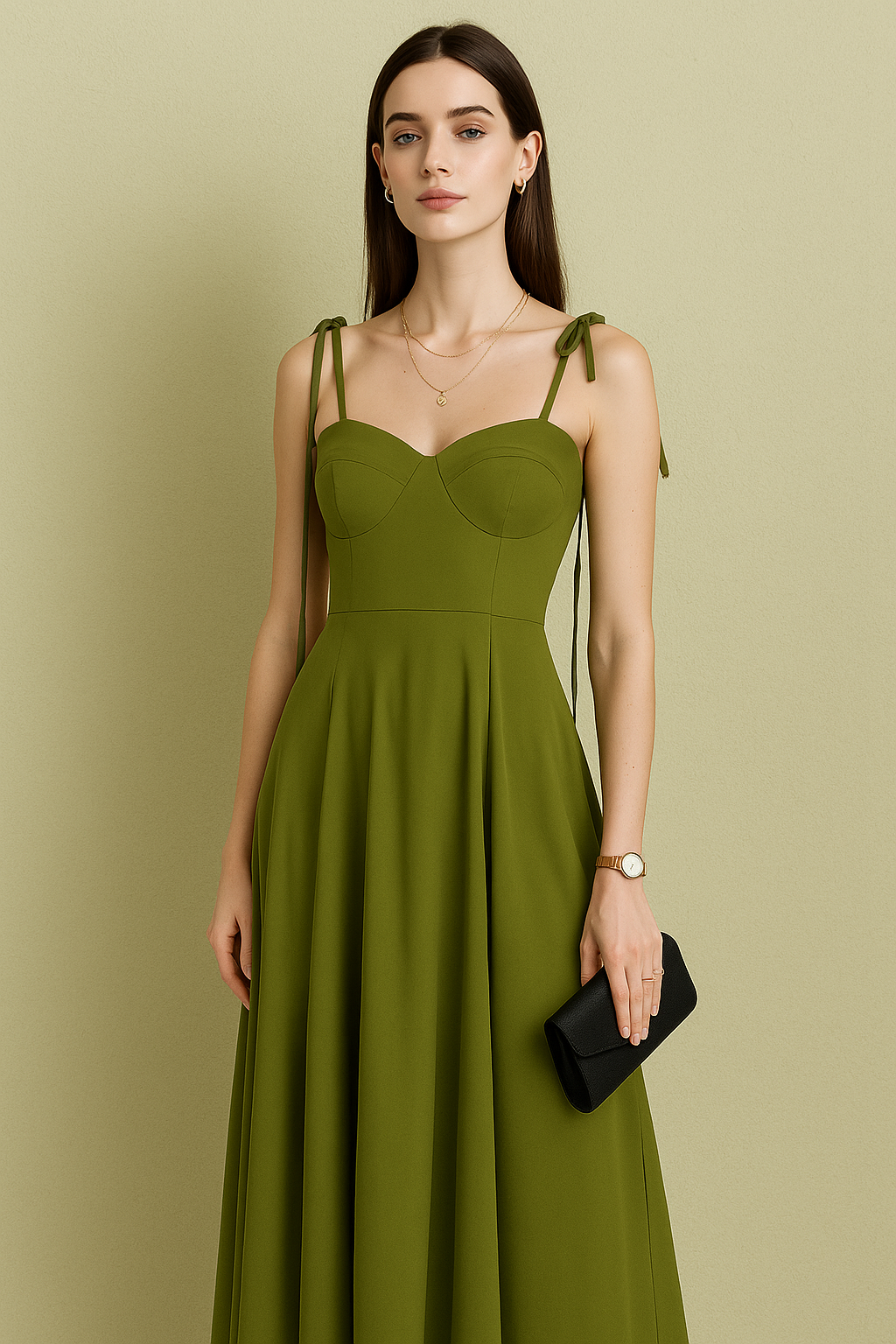 Tie-Shoulder Sweetheart Neck Maxi Dress