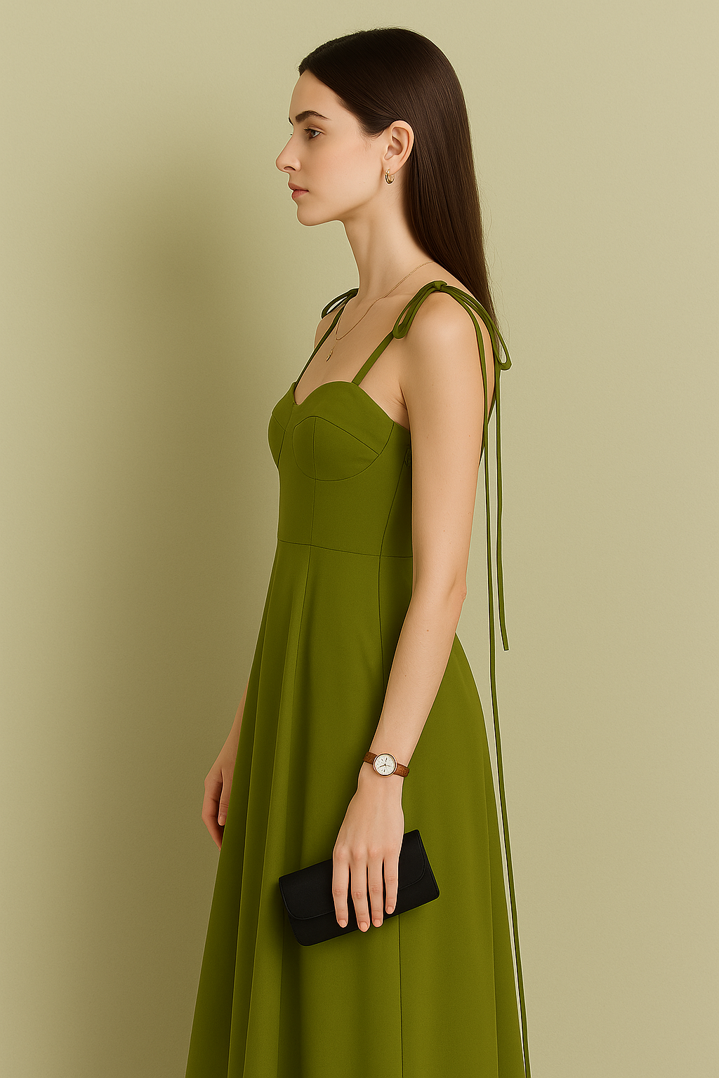 Tie-Shoulder Sweetheart Neck Maxi Dress