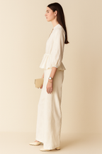 Embroidered Mandarin Collar Cotton Co-ord Set