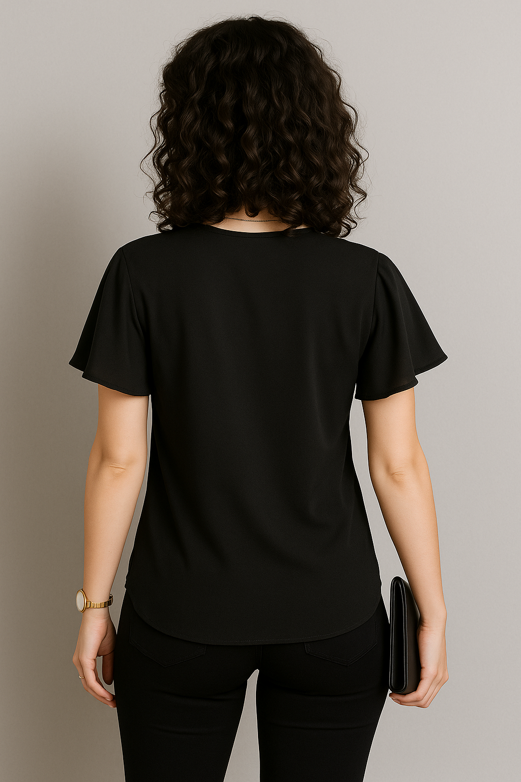Elegant V-Neck Flutter Sleeve Top for Women