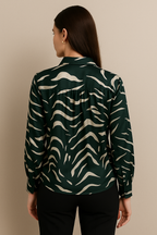 Abstract Pattern Button-Up Shirt with Long Sleeves