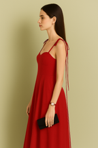 Tie-Shoulder Sweetheart Neck Maxi Dress