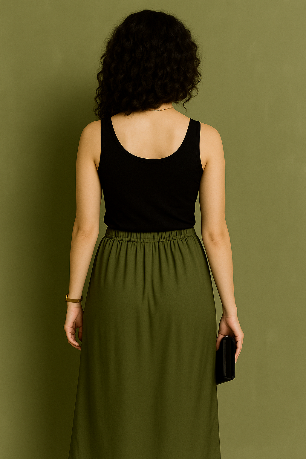 Wrap-Style Midi Skirt with Side Tie Detail