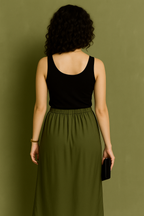 Wrap-Style Midi Skirt with Side Tie Detail