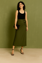Wrap-Style Midi Skirt with Side Tie Detail