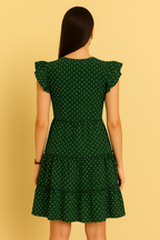 Polka Dot Ruffle Sleeve Tiered Dress
