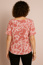 Yellow Floral Ruffle Tie Neck Chiffon Top