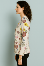 White Tailored Blazer with Multicolor Floral Print