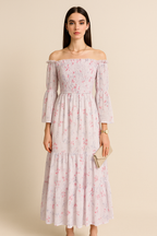 Floral Print Tiered Midi Dress