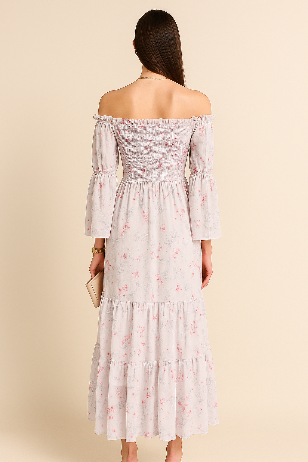 Floral Print Tiered Midi Dress