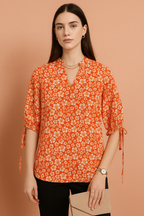 V-Neck Floral Print Top