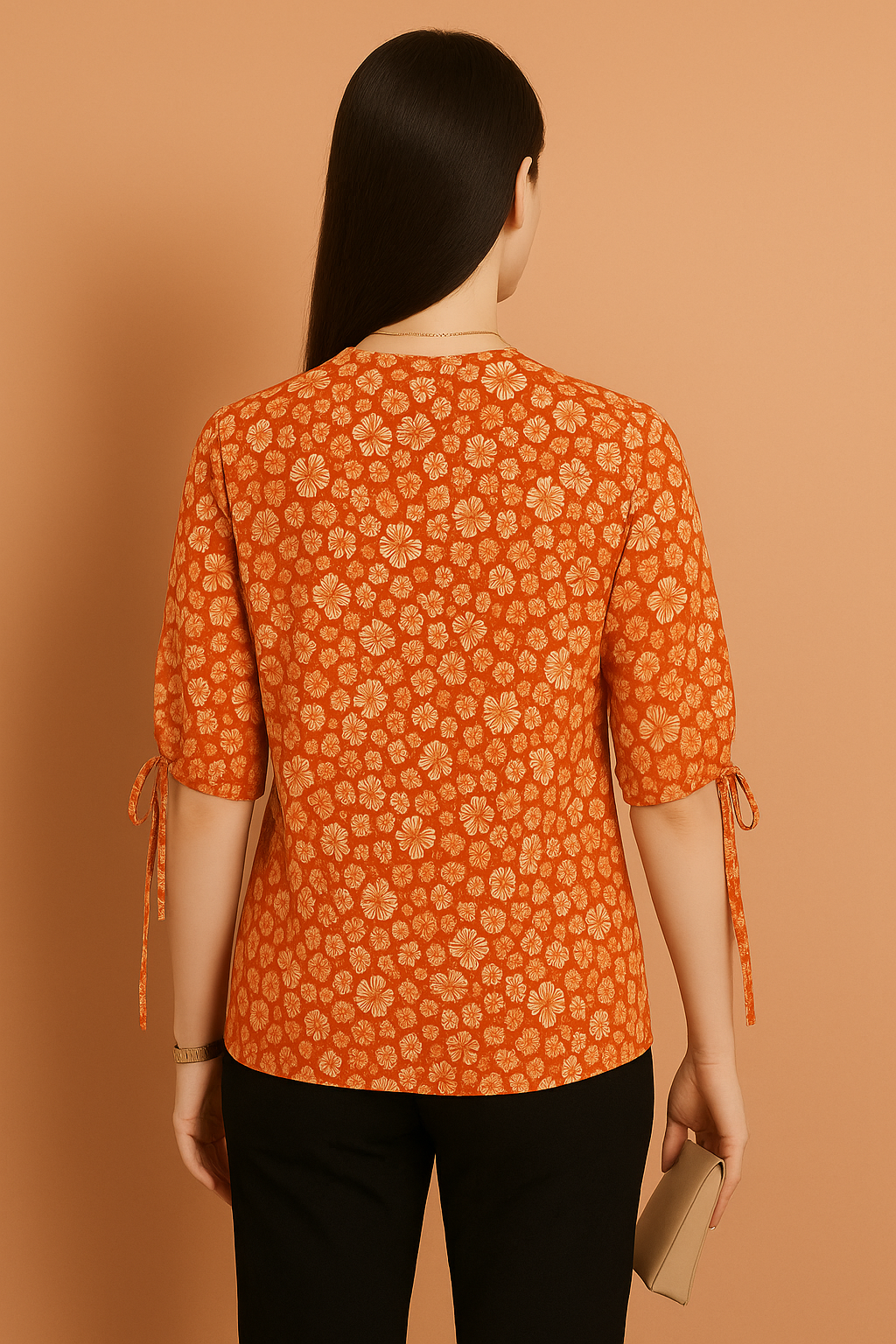 V-Neck Floral Print Top