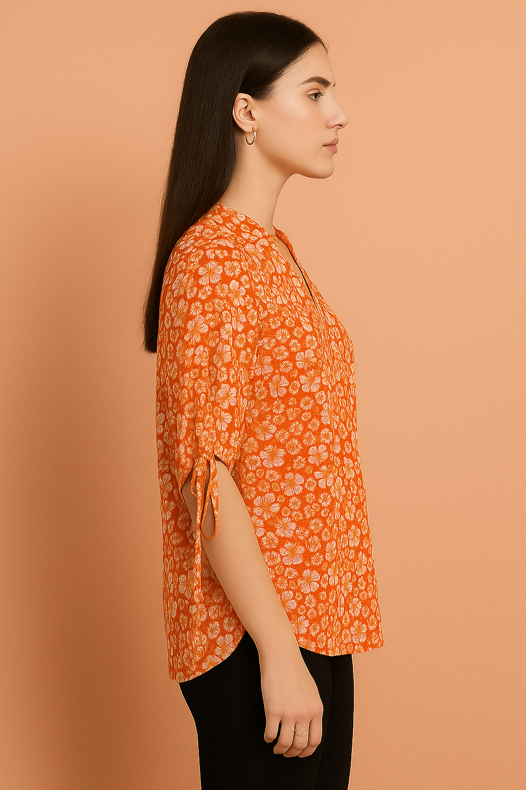 V-Neck Floral Print Top