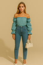 Bohemian Smocked Off-Shoulder Top