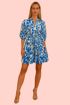 Floral Print V-Neck Belted Mini Dress