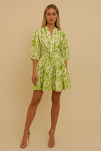 Floral Print V-Neck Belted Mini Dress