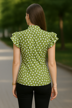 Ruffle Sleeve Bow Tie Blouse