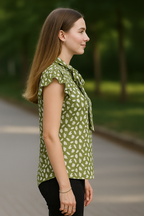 Ruffle Sleeve Bow Tie Blouse