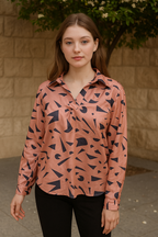 Abstract Geo Print Button-Down Shirt