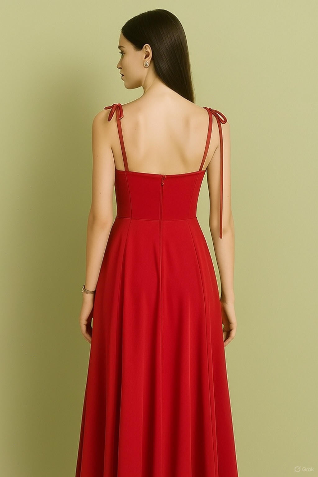 Tie-Shoulder Sweetheart Neck Maxi Dress