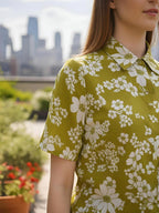 Botanical Bliss Side-Tie Short Sleeve Shirt